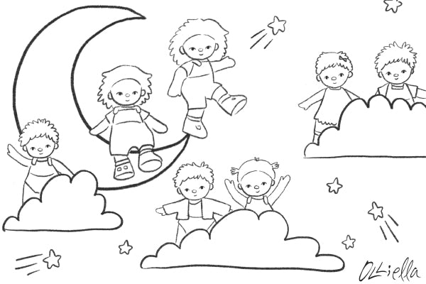 An assortment of Olli Ella inspired colouring pages