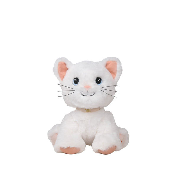 White plush cat toy on a white background