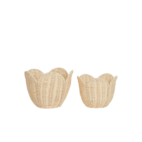 Rattan Lily Basket Set - Buttercream