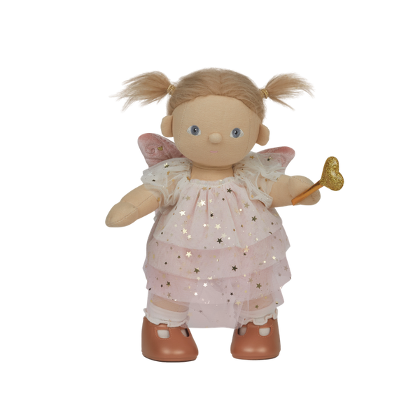 doll wearing pink and gold fairy costume
