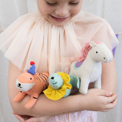 Olli Ella Holdie set of plush circus animal toys for kids imaginative play.
