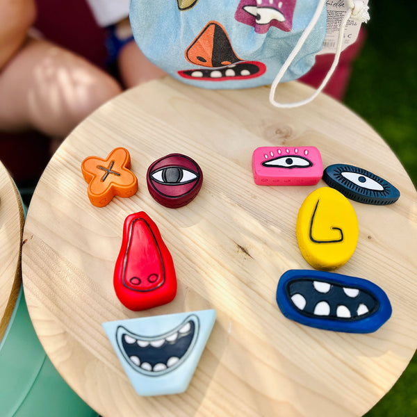 Vibrant resin and natural granite combine to create these perfect play companions. Explore, stack, and imagine endless stories with these weighted, tactile treasures.