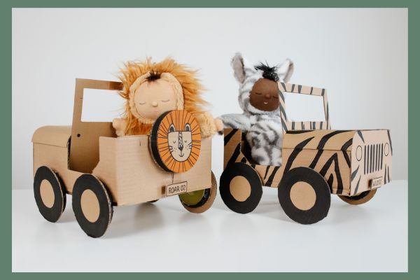 DIY Cardboard Safari Truck Craft