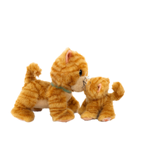 Two plush toy cats on a white background