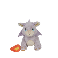 Plush toy bat with a fireball on a white background