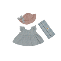 Baby dress with matching hat and headband on a white background
