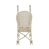 Small stroller with rainbow patterns on a white background