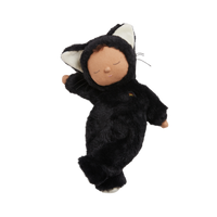 Image d'un chat noir, poupée en peluche douce pour enfants
