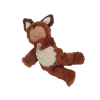 Meet Finnley Fox, our rust-coloured fox plush toy ideal for cozy snuggles and dreamy adventures. This posable plush fox has a soft outer, sweet embroidered face, and wears a non-removable suit making him the perfect toy from birth.