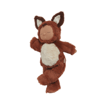 Meet Finnley Fox, our rust-coloured fox plush toy ideal for cozy snuggles and dreamy adventures. This posable plush fox has a soft outer, sweet embroidered face, and wears a non-removable suit making him the perfect toy from birth.