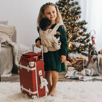 Olli Ella Christmas Theme Sweetheart Cream Print Carrier with child and Seeya products