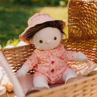 Strawberry printed doll outfit for doll dress-ups. Suitable for Dinkum Dolls and other 35cm dolls.