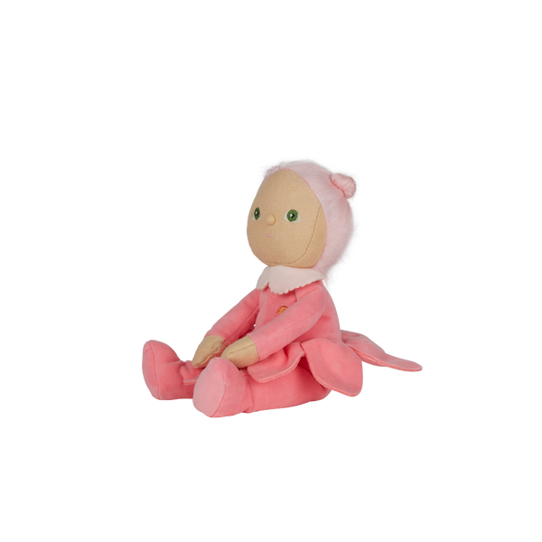 Olli Ella Blossom Buds Dinky Dinkum Lily pink flower doll sitting side on