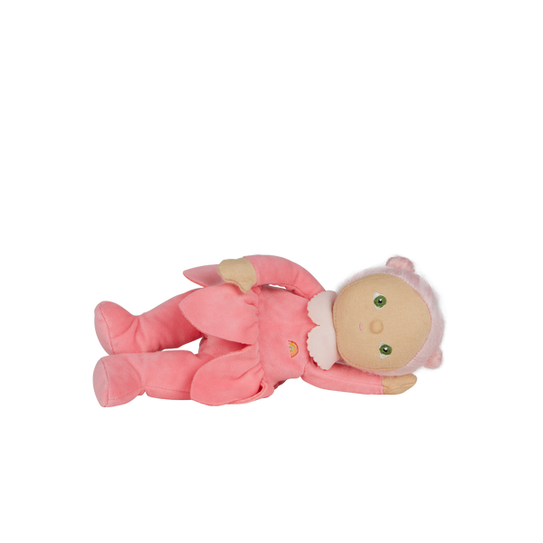 Olli Ella Blossom Buds Dinky Dinkum Lily pink flower doll  laying down