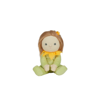 Olli Ella Blossom Bud Dinky Dinkum Sunny green and yellow flower doll sitting