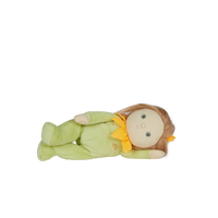 Olli Ella Blossom Bud Dinky Dinkum Sunny green and yellow flower doll lying on side