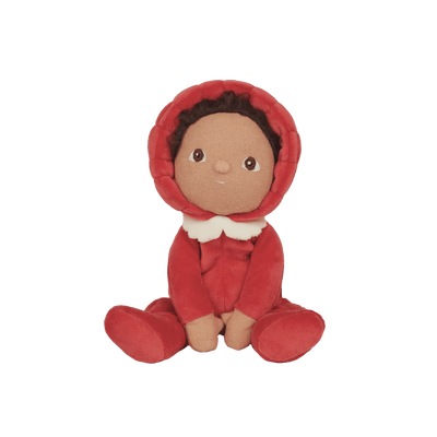 Marley Mushroom, the charming limited-edition collectable mushroom plush toy. A posable plush doll with gentle weighting inside, dressed in a soft, non-removable velvet onesie. Collect all Happy Harvest friends.