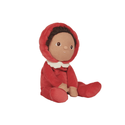 Marley Mushroom, the charming limited-edition collectable mushroom plush toy. A posable plush doll with gentle weighting inside, dressed in a soft, non-removable velvet onesie. Collect all Happy Harvest friends.