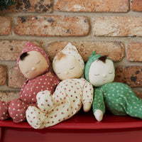Olli Ella Christmas theme Dozy Dinkums with cream, red or green print