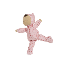 beautiful soft-doll suitable from birth with pink strawberry printed onesie.