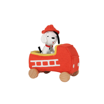 Olli Ella Holdie Dog-Go fire chief dog driver and car with side view