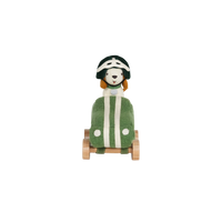 Olli Ella Holdie Dog-Go green racer car and dog driver front view