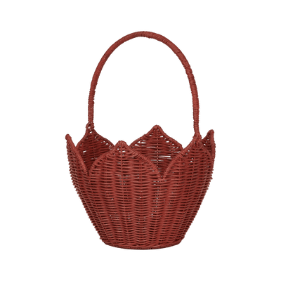 Rattan Poinsettia Carry Basket - Red