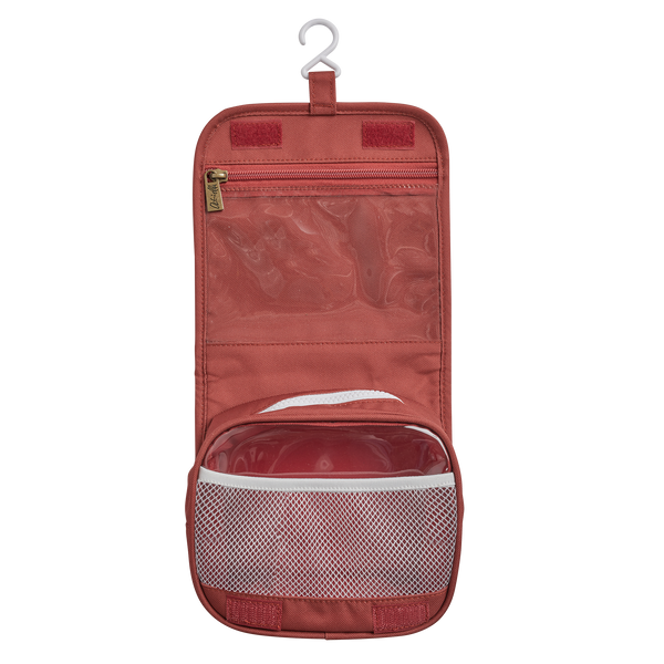 Olli Ella Christmas Theme See-ya Washbag red print open view