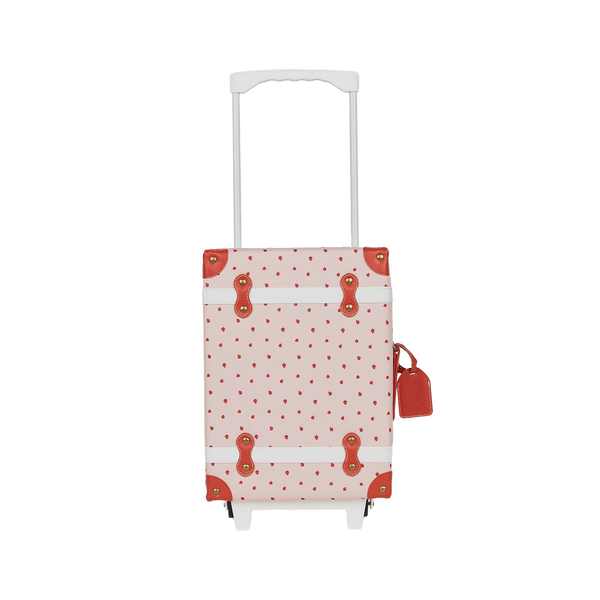 strawberry printed kids travel suitcase.