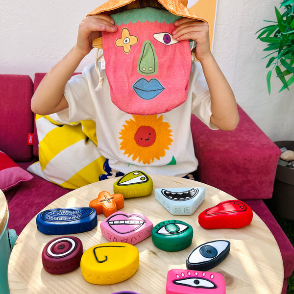 Vibrant resin and natural granite combine to create these perfect play companions. Explore, stack, and imagine endless stories with these weighted, tactile treasures.