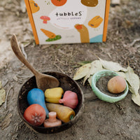 Olli Ella Tubbles Sensory Stones Vibrant Veggies in mud kitchen play